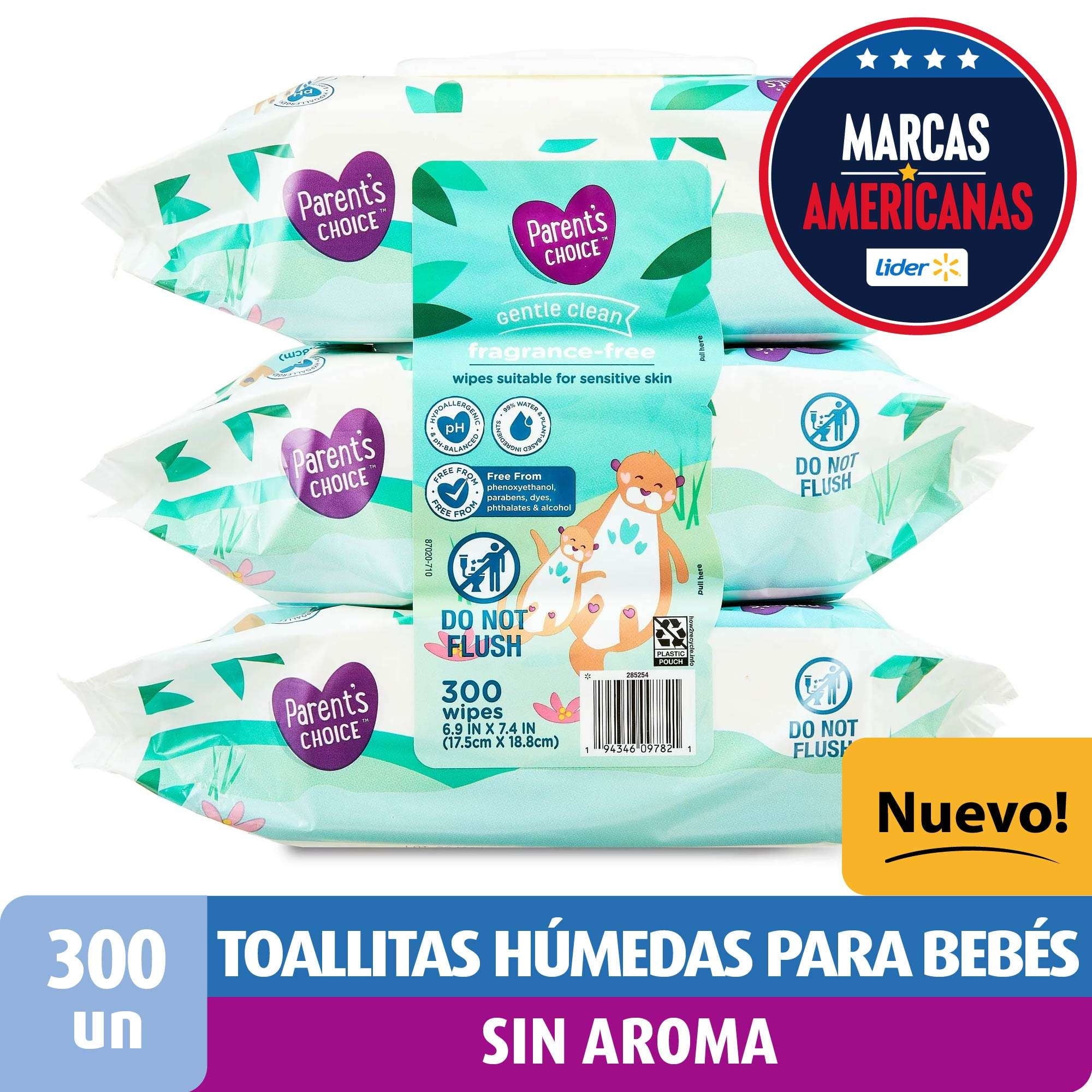 Toallitas Húmedas Sin Aroma, Baby Wipes 300 Un Parent's Choice
