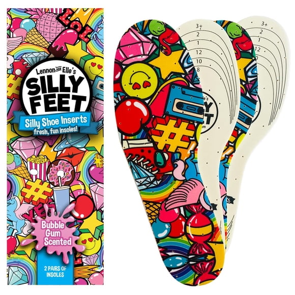Plantillas para zapatos Silly Feet con aroma a chicle para niños, 2 pares