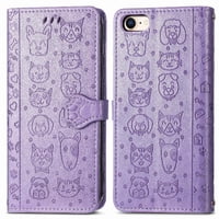 Funda Cartera Foxdock Para Iphone 8/7 , Flip Pu Con Relieve De Gatos Y Perros, Tarjetero Y Soporte