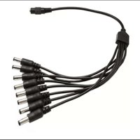 Gen - Cable Poder Splitter Camara Seguridad 8 Salidas Jack 5.5*2.5 Negro