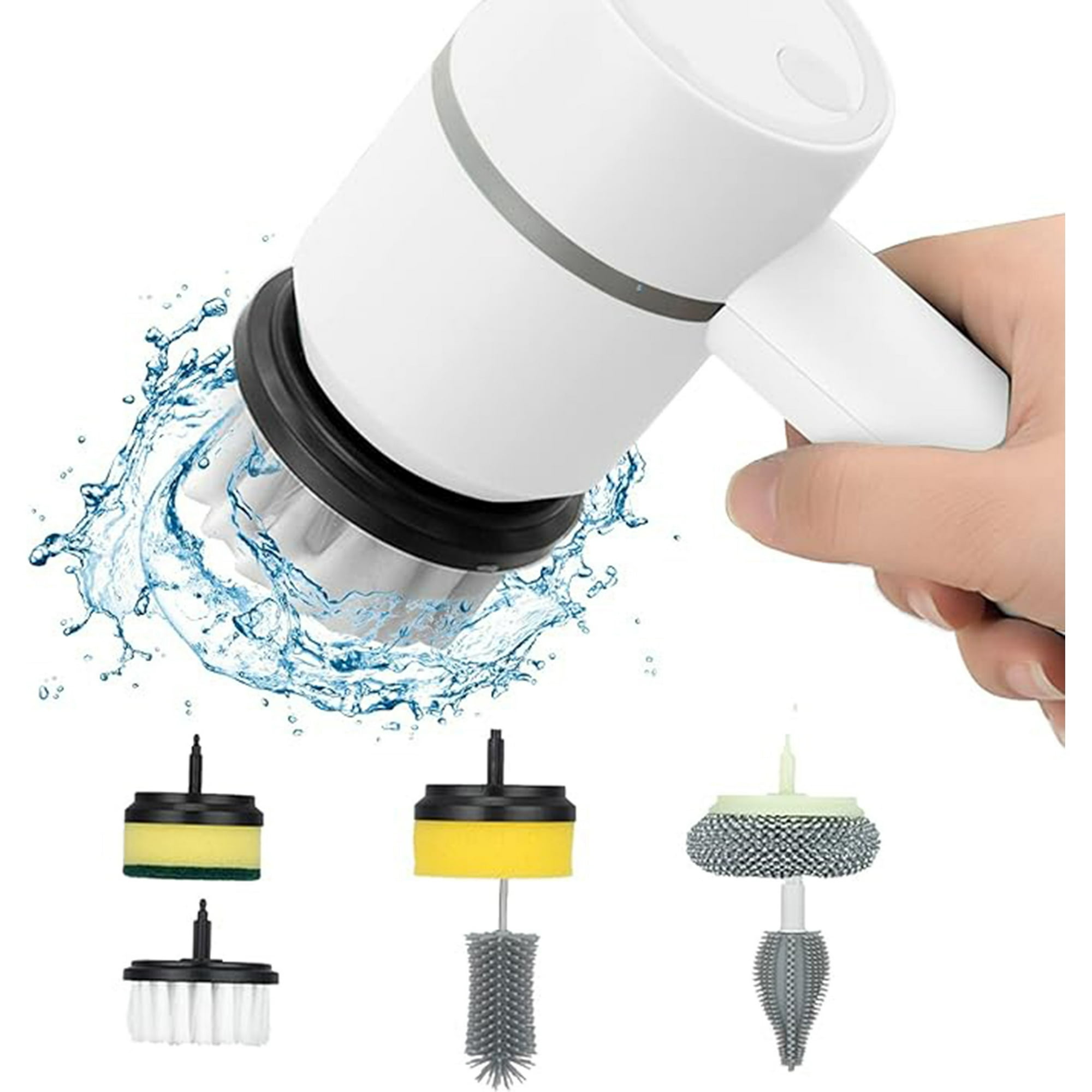 Veat00l - Cepillo De Limpieza Inalámbrico Con Motor - 6 Cabezales - Giro 360° - Ideal Para Eliminar Manchas En Cocina Y Baño