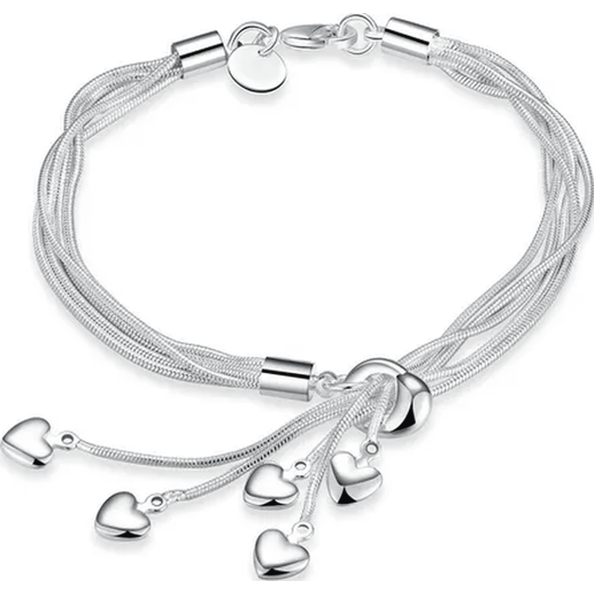 Genérico - Pulsera Esclava Brazalete Corazón Plata 925 Mujer