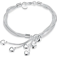 Genérico - Pulsera Esclava Brazalete Corazón Plata 925 Mujer