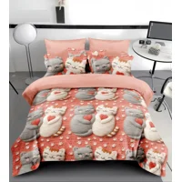 Casadeliacl - Cubrecama 5D Quilt De Verano 1.5 Plaza Tiernos Diseños Tf Coral Claro Gatitos
