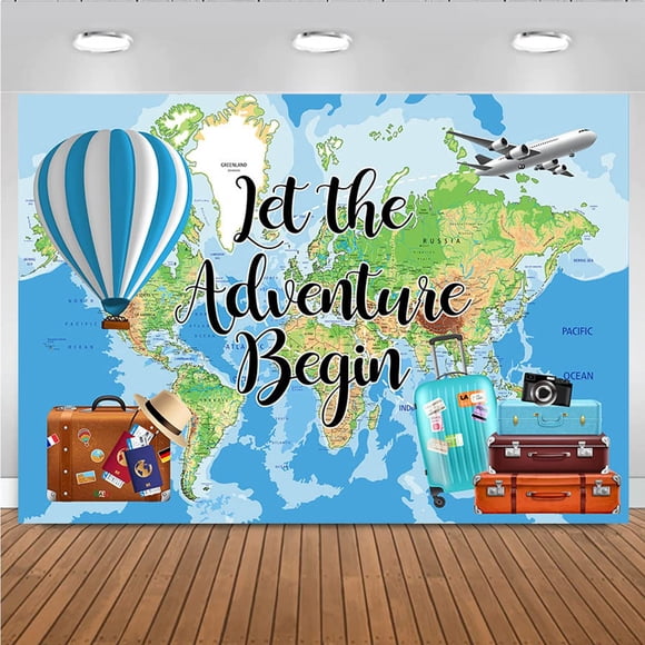TELÓN DE FONDO Runze-Store 244x183 cm Aventura del Mapa del Mundo