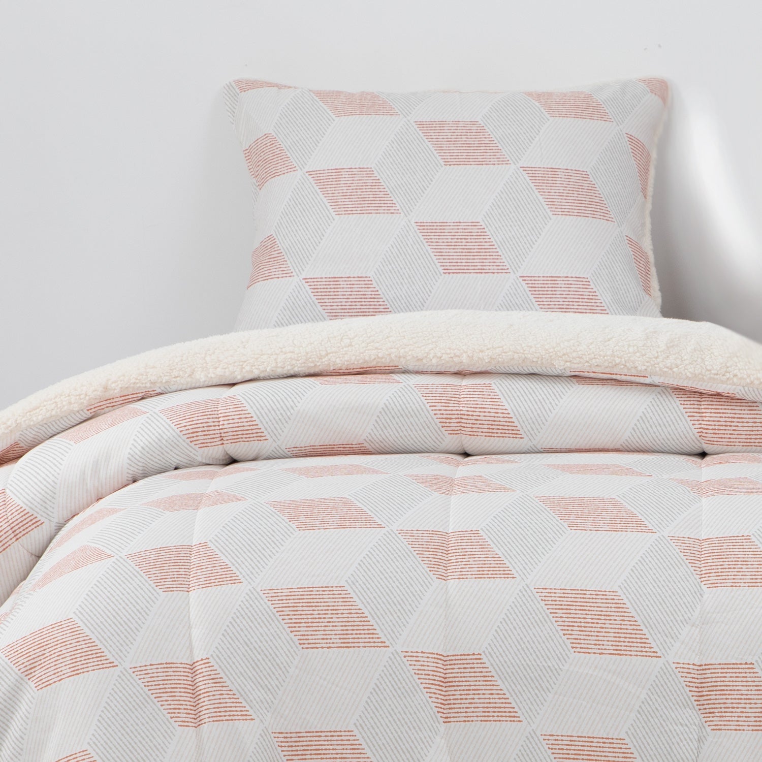 Dib - Plumon Reversible Sherpa 1.5 Plaza Block. Terracota