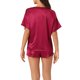 thumbnail image 3 of Conjunto de Pijama de Satén Suave para Mujer INSPIRE CHIC Regreso a Clases Ligero Manga Corta Cuello Redondo Camiseta de Dormir y Pantalones Cortos Ropa de Descanso M Burdeos, 3 of 6
