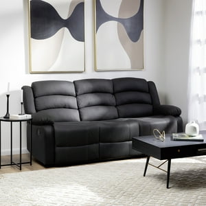 Daniels - Sofá 3 Cuerpos Reclinable Moderno Negro New Praga 8041Sffbk