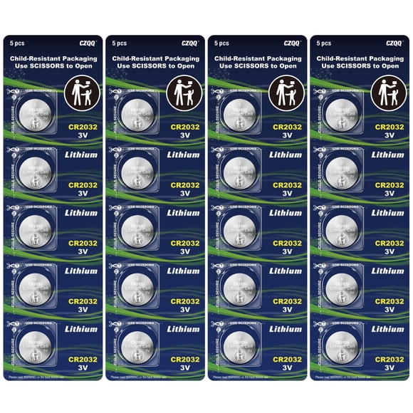 Pilas de litio tipo moneda CZQQ CR2032 de 3 V, paquete de 20