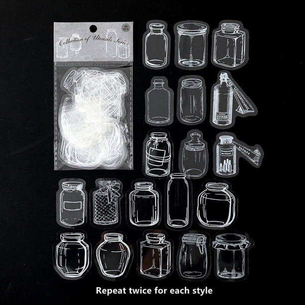 40pcs/pack Retro Glass Bottle Decorative Stickers for DIY Scrapbooking and Journaling