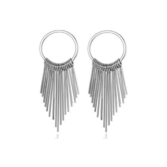 Aros Pendientes Boho Color Plateado