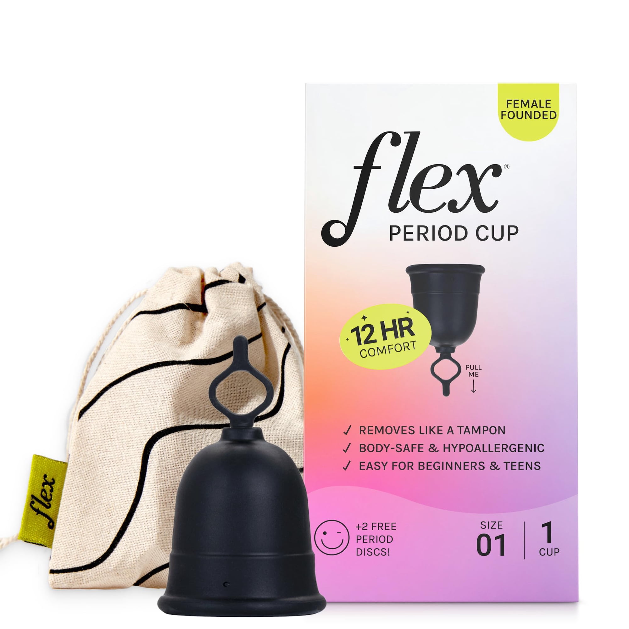 Kit De Inicio Para Copa Menstrual Flex Cup, Tamaño 01, Con 2 Discos