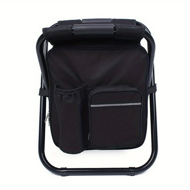 3 In 1 Foldable Fishing Chair Backpack, Canvas Portable Chair With Fabric Cooling Bag, Outdoor Hiking Fishing Camping Backpack