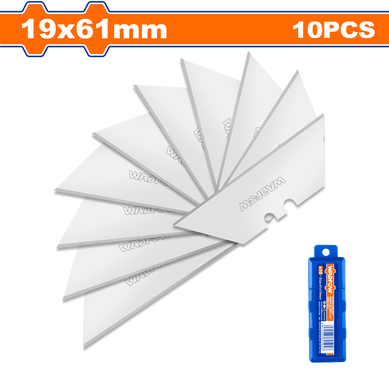 Set Pack 10 Und Repuesto Cuchillo Cartonero Wadfow 61x19 Mm