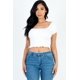 thumbnail image 1 of Top Casual de Punto Acanalado Liso con Mangas Abullonadas Fruncidas, 1 of 2