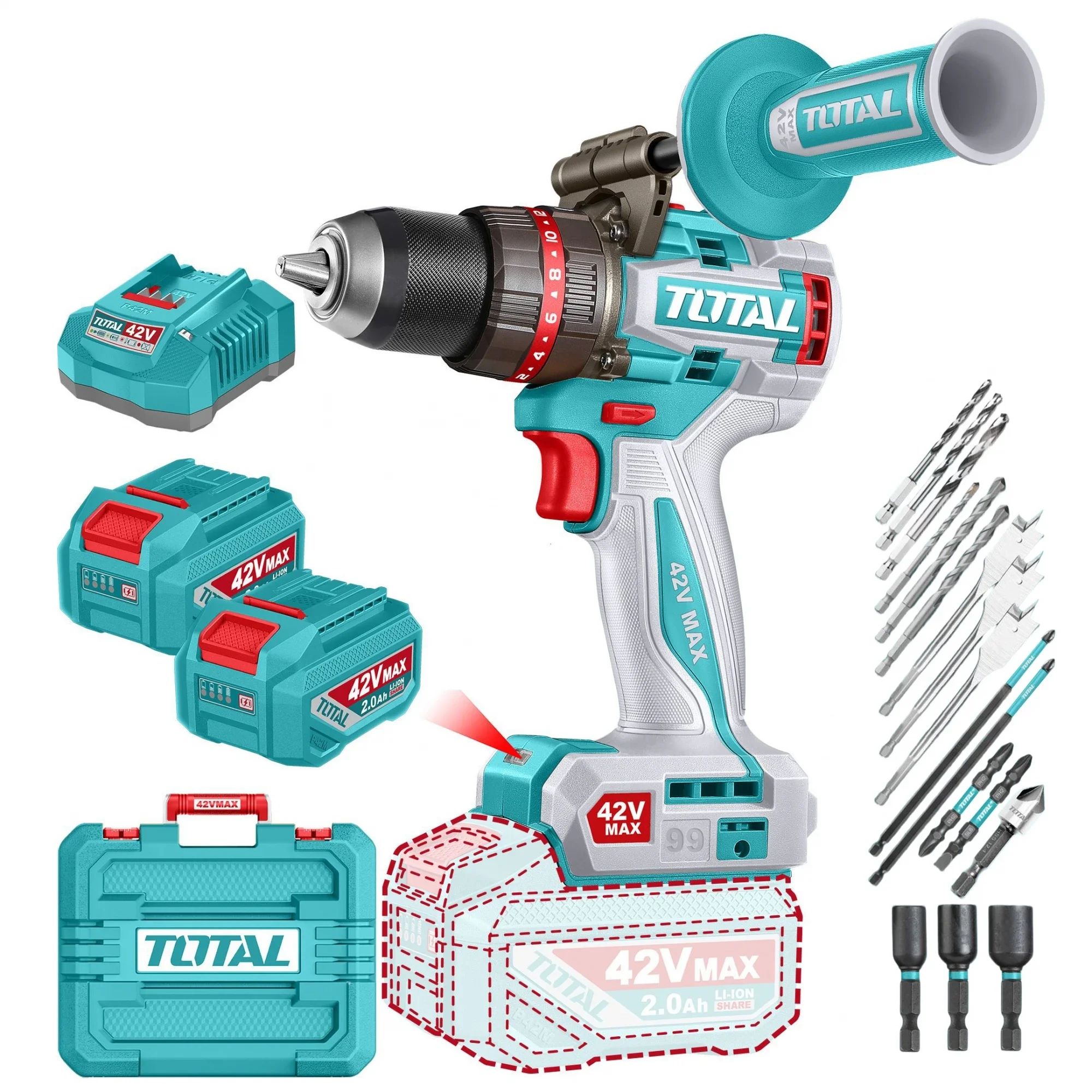 Total Tools - Taladro Percutor Total 42v 13 Mm 99 Nm Tidli429982-7