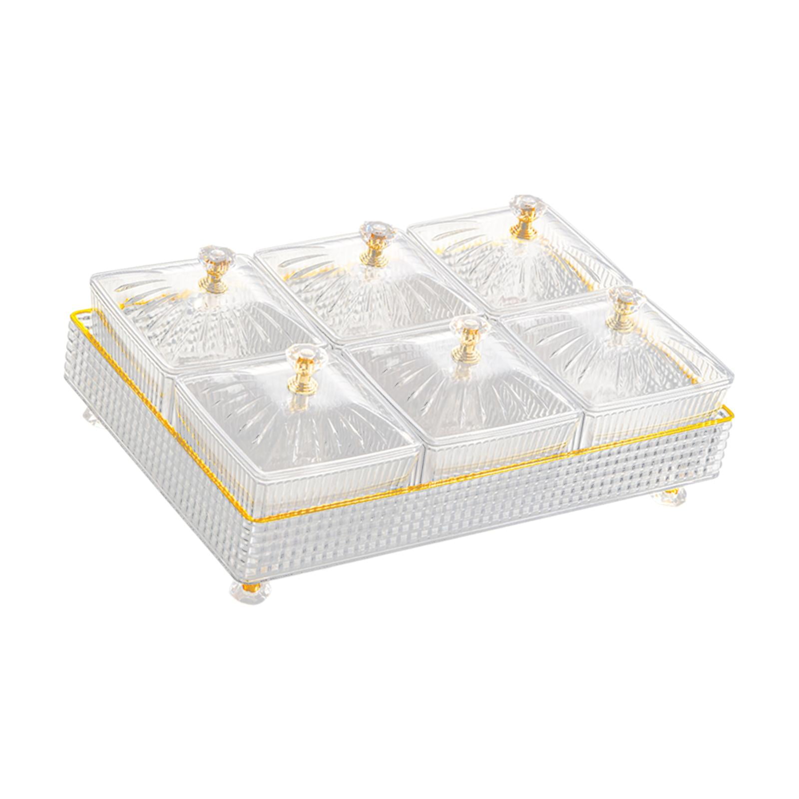 Bothyi - Platos De Servir Extraíbles Con Tapa Plato De Frutas Para Bocadillos Dulces Chips Y Dip Blanco 6 Rejillas