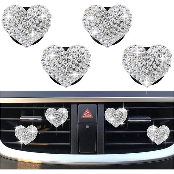 Clips Ventilación Auto Carleef Corazón Brillantes 4 Unidades