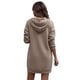 thumbnail image 2 of Vestido Midi Polerón Beige Arena Capucha - Botones en Escote y Bolsillo, 2 of 3