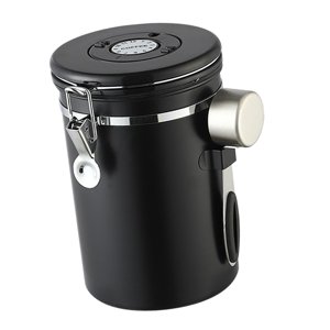 Magideal - Recipiente Multiusos Para Granos De Café, Almacenamiento Al Vacío De Acero Inoxidable Y Utensilios De Cuchara, Recipientes Herméticos Para Té Y Azúcar 1.8L