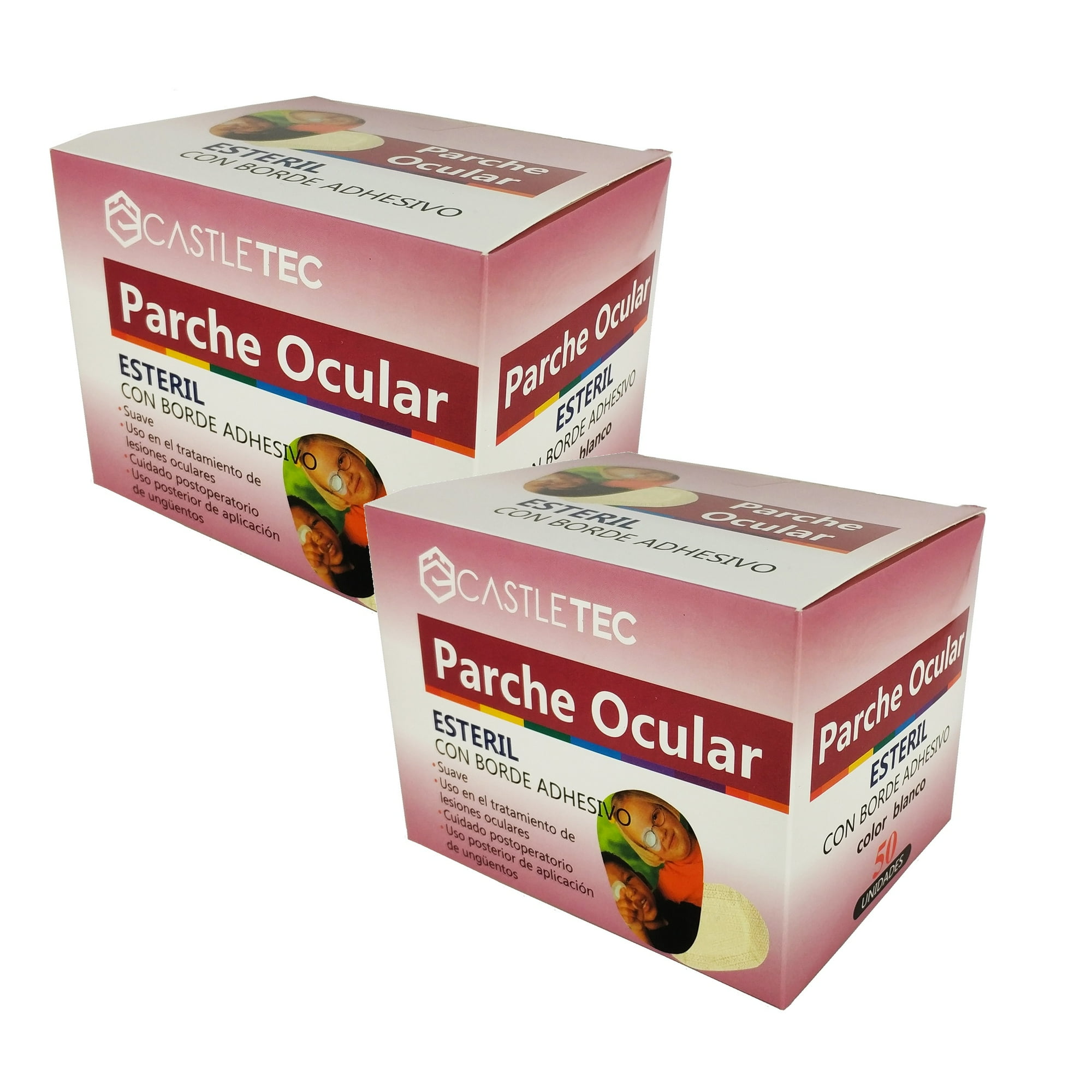 Castletec - Pack 2 Cajas De Parche Ocular Total 100 Un. Blanco