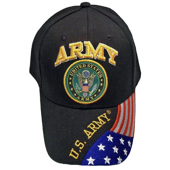 GORRA Army Headwear negra con bordado de bandera de EE. UU.