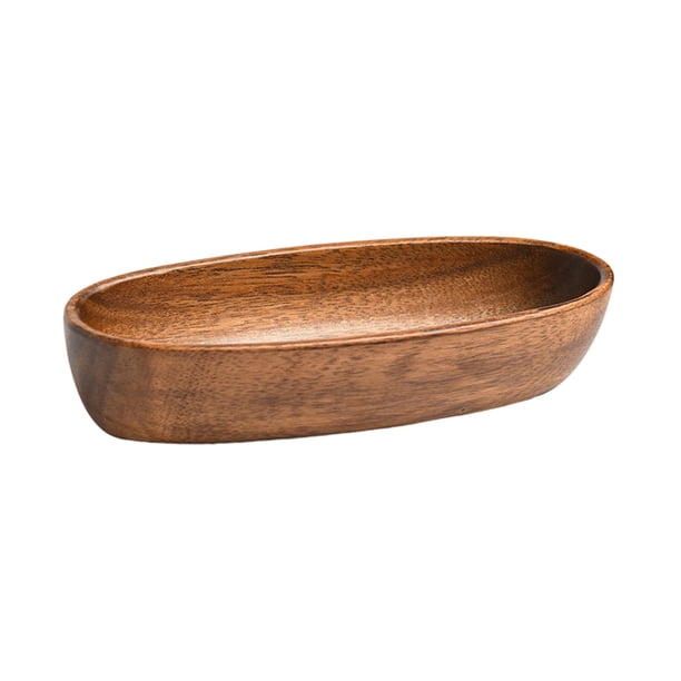 Bandeja de madera para servir plato de pastel de frutas, utensilios de cocina, bandeja ovalada multifunción para servir, plato de frutos secos para 22cm