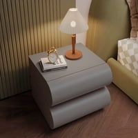 Santú Home & Deco - Velador Minimalista Gris Claro Doble Cajon