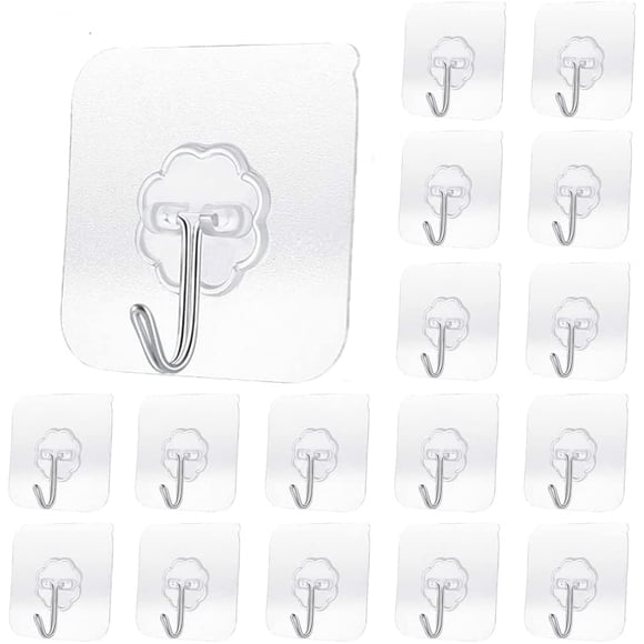 Ganchos de pared Alayaglory, adhesivo transparente, 13,6 kg (paquete de 40)