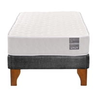 5º Sueño - Cama Europea 1 Plaza Luna 90X190 Cm Base Colchón Madera Gris