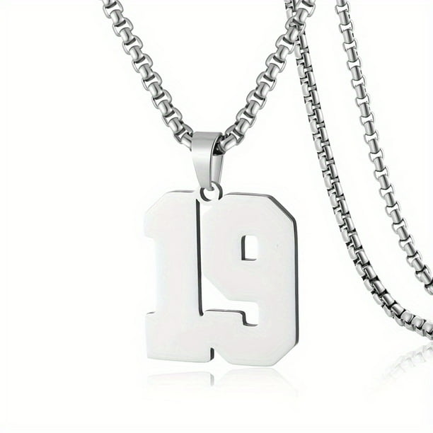 1pc Stylish Stainless Steel Men's Athletes Number Pendant Necklace - Perfect for Baseball, Basketball, and Football Teams - Long Chain Necklace with Sports Number - Ideal Gift for Boys