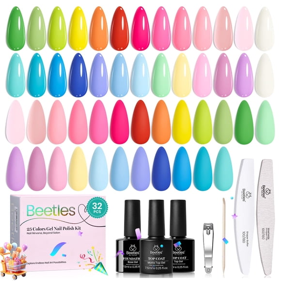 Set de esmaltes de uñas en gel Beetles Summer, 25 colores, gelatina pastel
