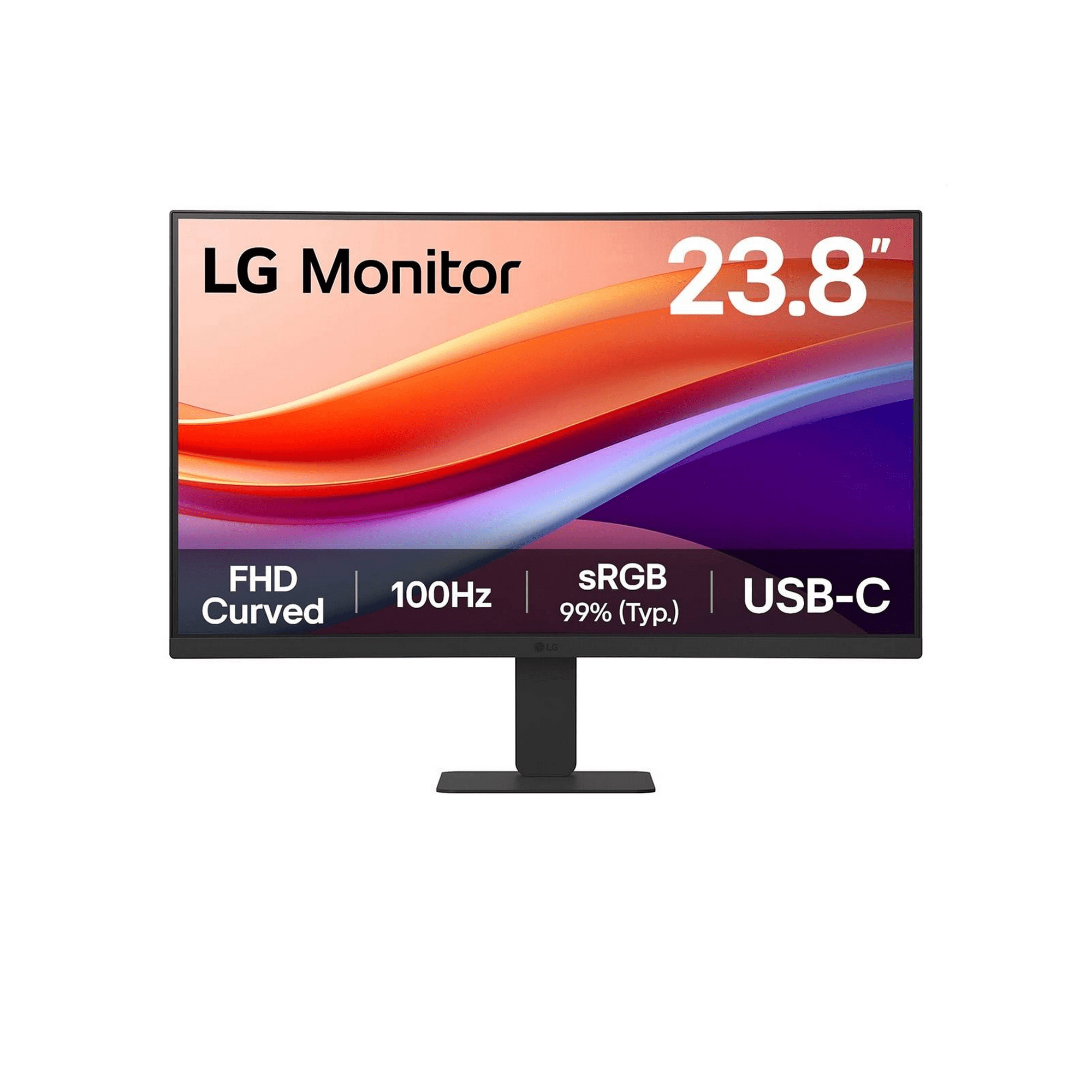 Monitor Curvo Lg 24u421a-b 23.8" Fhd, Va, 100hz, 5ms, Usb-c (pd 15w), Srgb 99%, Negro