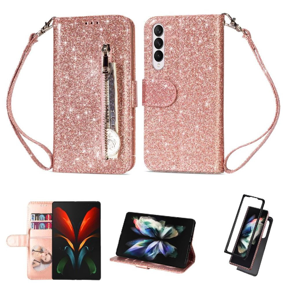 Funda Para Foxdock Elegante Funda Samsung Galaxy Z Fold4 Glitter Con Cremallera-ideal Para El Uso Diario