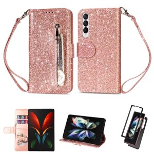 Funda Para Foxdock Elegante Funda Samsung Galaxy Z Fold4 Glitter Con Cremallera-Ideal Para El Uso Diario