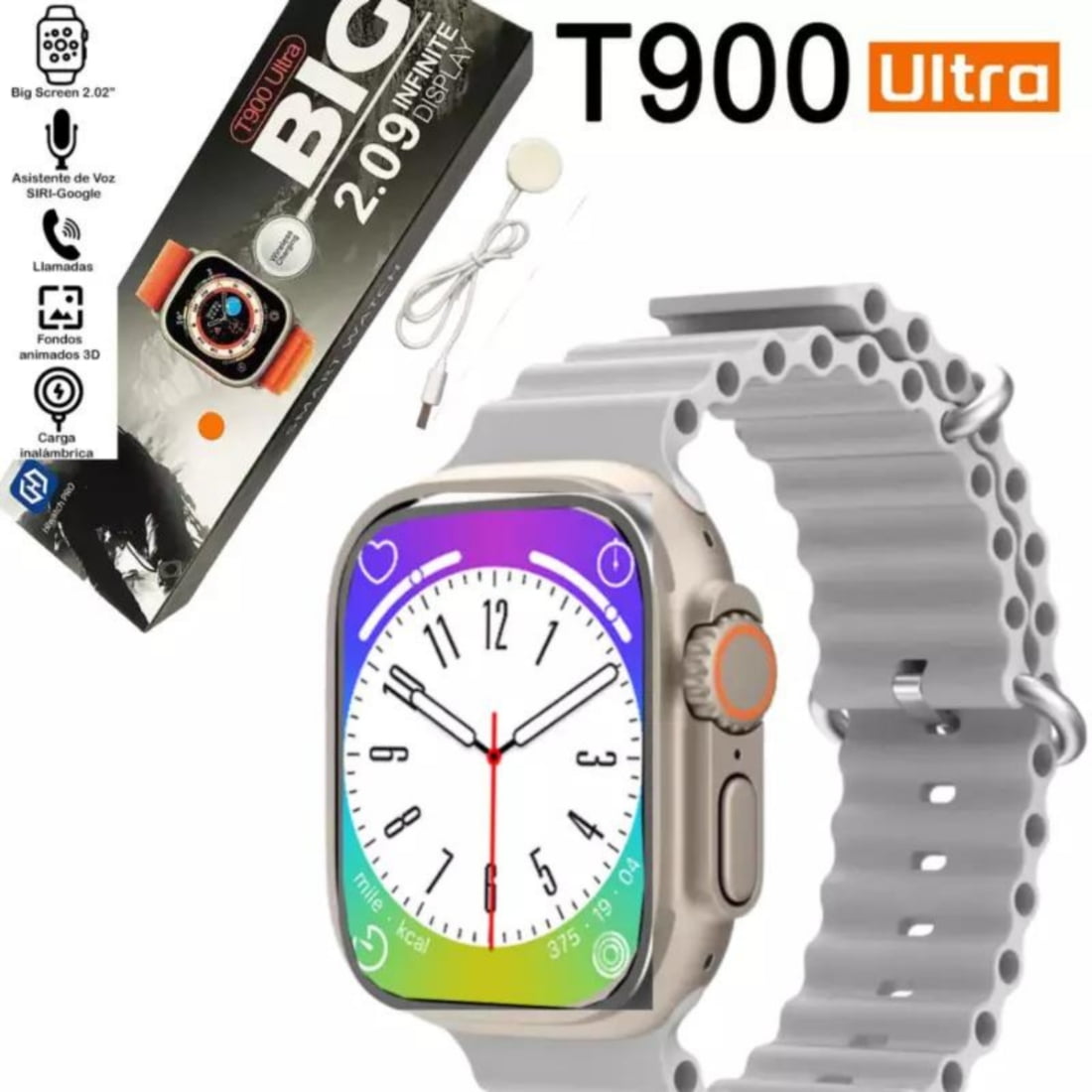 Hiwatchpro - Reloj T900 Ultra Inteligente Smartwatch Gris / Recibe Y Realiza Llamadas