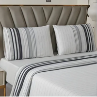 Genérico - Juego Sabanas Casatua Estampadas Rayas King Color Gris