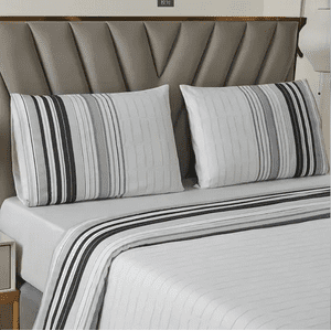 Genérico - Juego Sabanas Casatua Estampadas Rayas Super King Color Gris