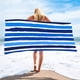 thumbnail image 5 of Toallas de playa 100 % algodón | Paquete de 2 toallas de piscina azul marino de 76 x 152 cm para adultos y niños | Toallas absorbentes y de secado rápido (peces y rayas)., 5 of 5