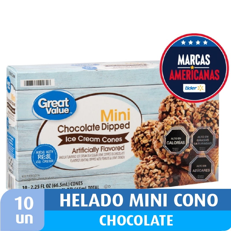 Helado Mini Conos Chocolate Bañados Caja 10 Un Great Value