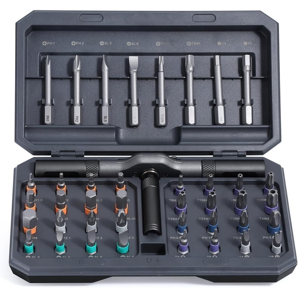 Juego de destornilladores magnéticos 42 en 1, juego de destornilladores de trinquete para bricolaje, juego de destornilladores magnéticos de múltiples puntas con mango de trinquete desmontable, kit de