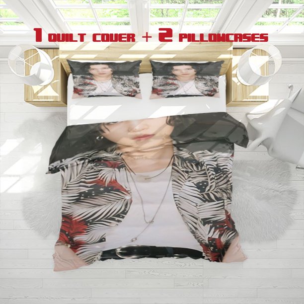 3pcs K Pop BIN Print Bedding Set Soft Duvet Cover and 2 Pillowcases for All Seasons Ideal Choice for Home & Guest Room Decor Perfect Gift for Family Friends on Holidays or Parties