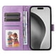 thumbnail image 3 of Funda tipo cartera FOXDOCK para iPhone 16 Pro Max , diseño girasol en relieve, cuero PU, cierre magnético, soporte y tarjetero, 3 of 5