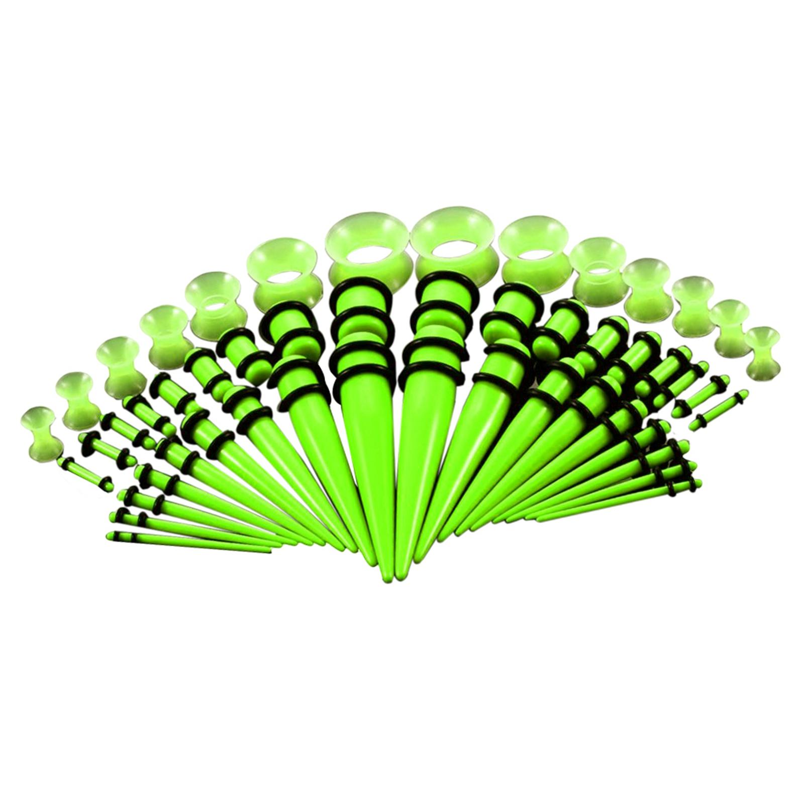 Ioensy - Kit De Calibres De 50 Piezas Túneles De Tapón Cónico Acrílico 14G-00G Verde