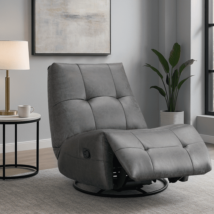 Msa Muebles Santa Ana - Bergere Reclinable Giratorio Mecedora Aries Smoke Grey