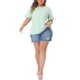 thumbnail image 2 of Agnes Orinda Tops para Mujer Tallas Grandes Cuello Redondo Camisetas de Manga Corta con Volantes Blusa Casual de Verano 3X Verde Menta, 2 of 6