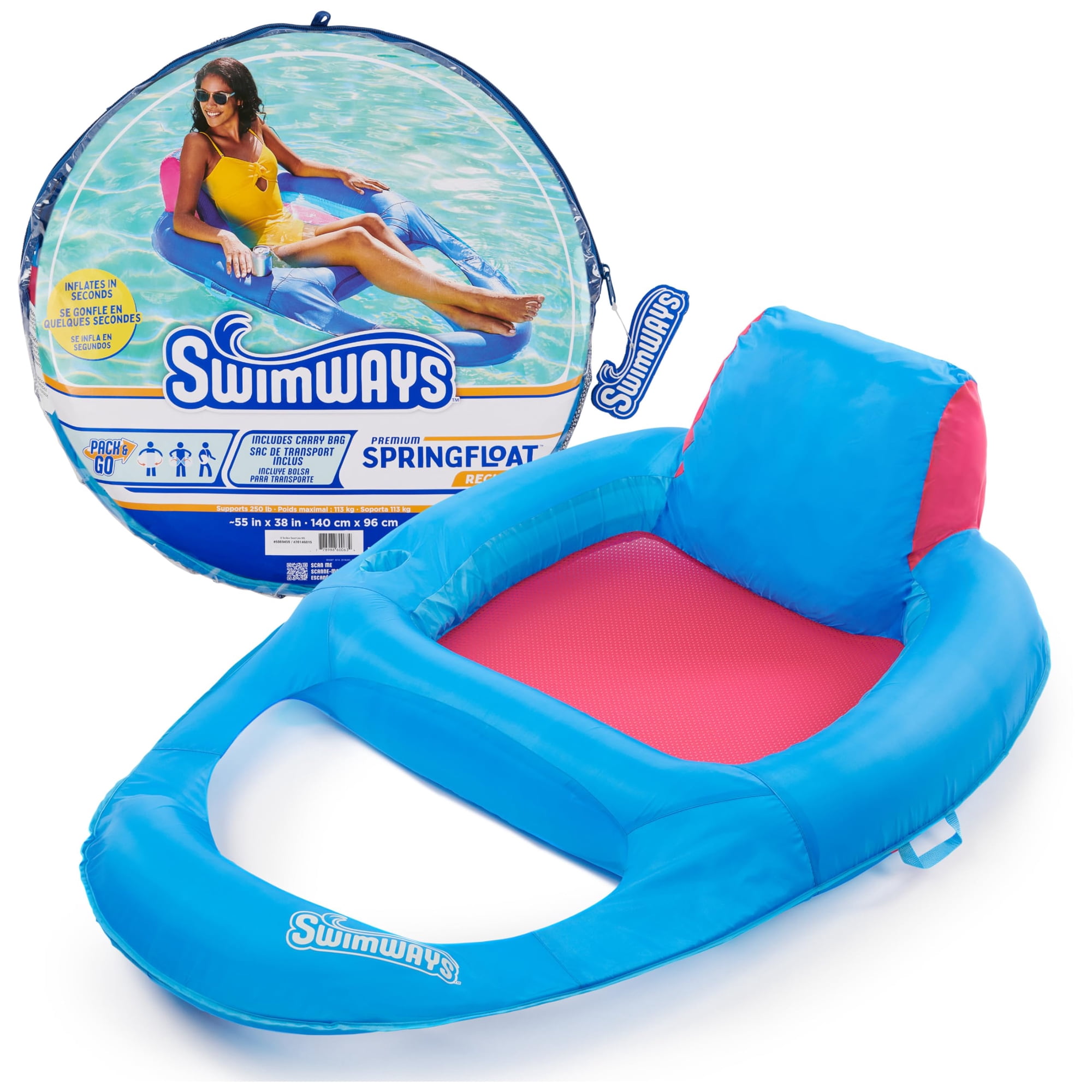 Tumbona De Piscina Swimways Spring Float Premium, Reclinable Para Adultos