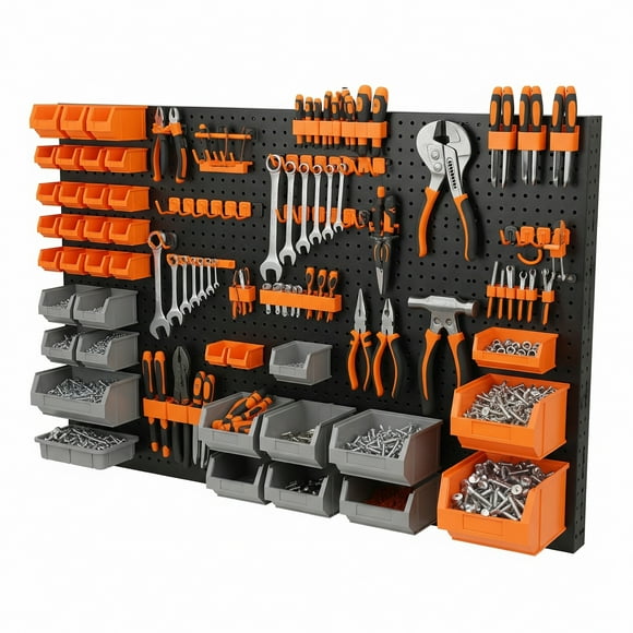 caja almacenamiento organizador de herramientas con panel y accesorios 43 pzs
