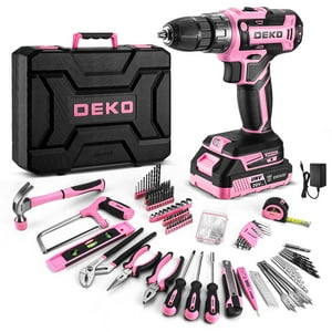 Juego De Herramientas: Taladro Eléctrico Inalámbrico De 20 V Dekopro Pink Dkmt186-Gp