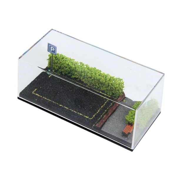 Vitrina De Coche Fundido A Presión A Escala 1/64, Escena De Aparcamiento Para Coche Deportivo, Decoración De Vehículo, Arbusto De Flores Verdes